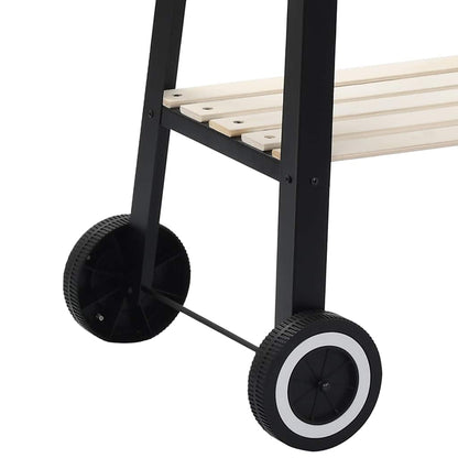 vidaXL Charcoal BBQ Stand with Wheels - Black