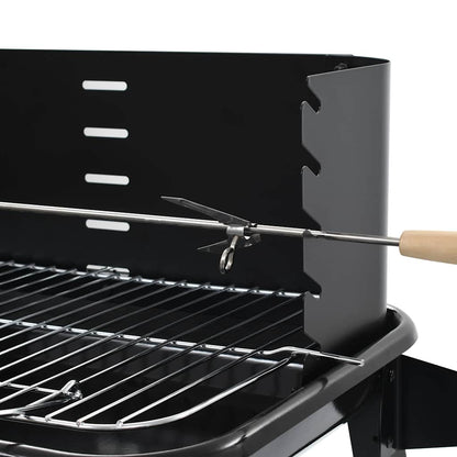 vidaXL Charcoal BBQ Stand with Wheels - Black