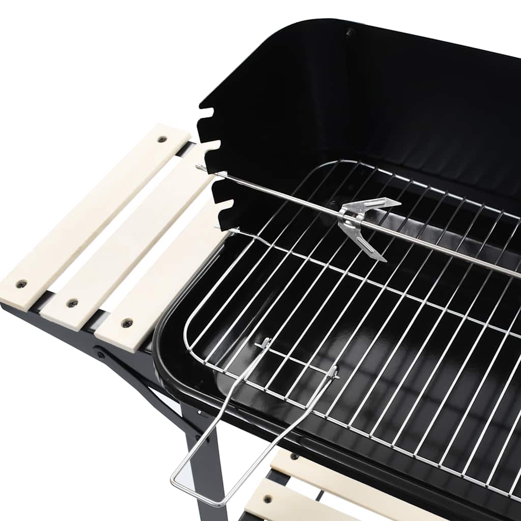 vidaXL Charcoal BBQ Stand with Wheels - Black
