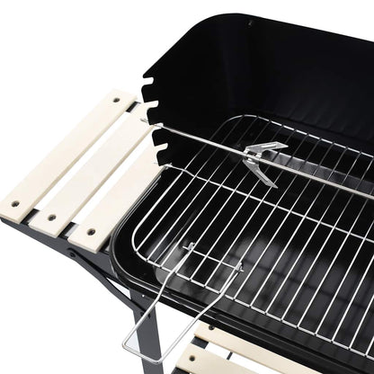 vidaXL Charcoal BBQ Stand with Wheels - Black