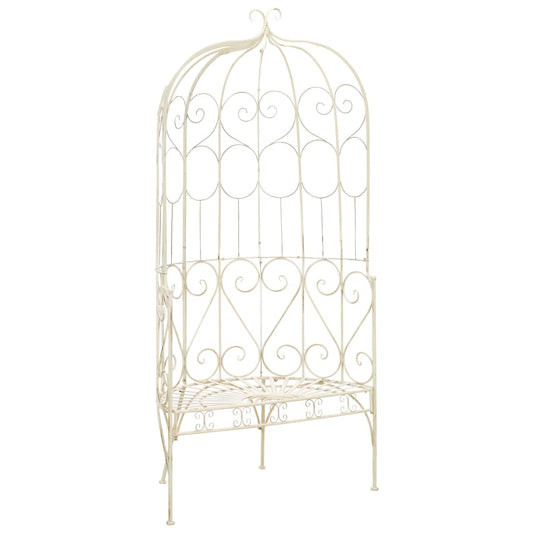 vidaXL Garden Bench 95 cm Iron Antique White
