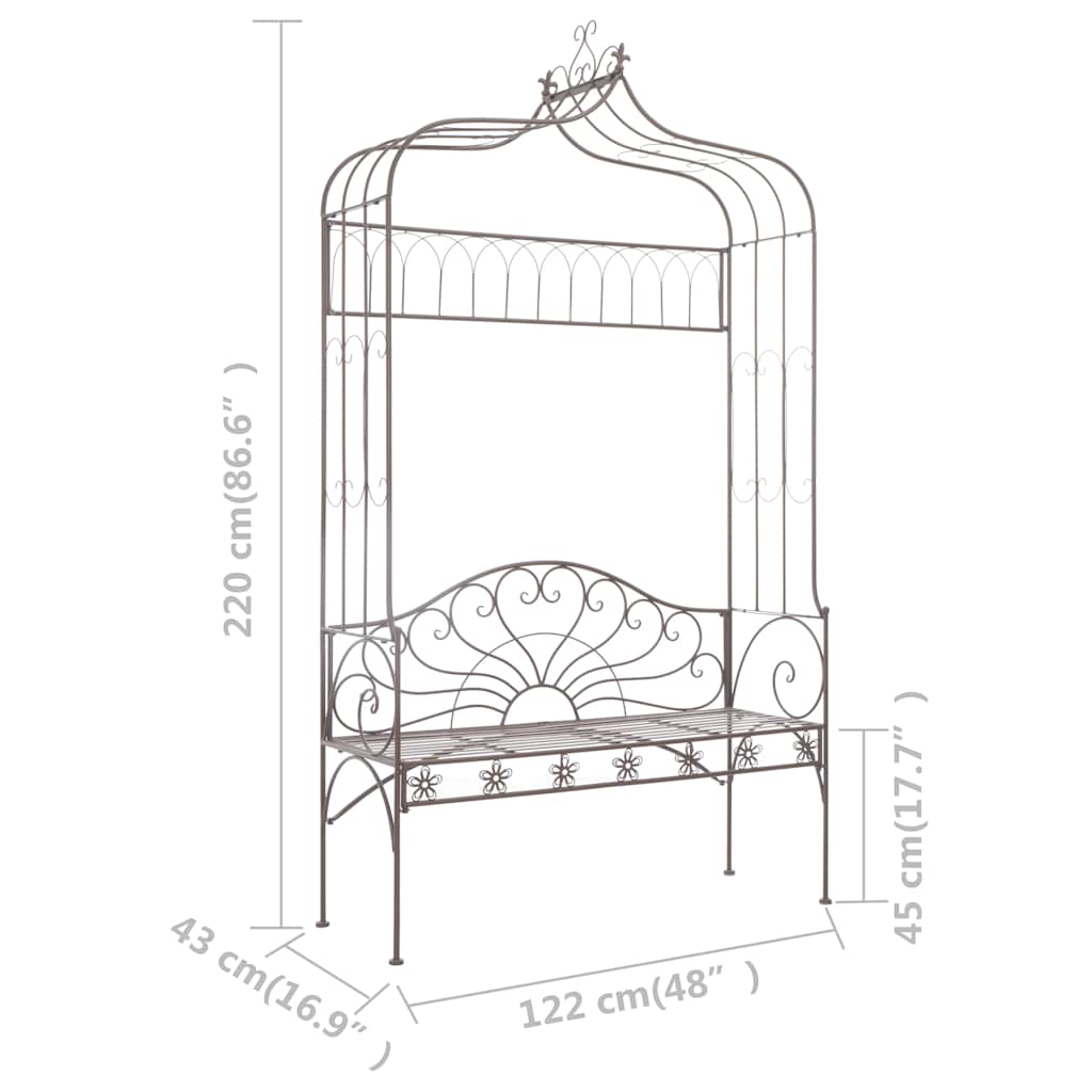vidaXL Garden Bench 122 cm Iron Antique Brown