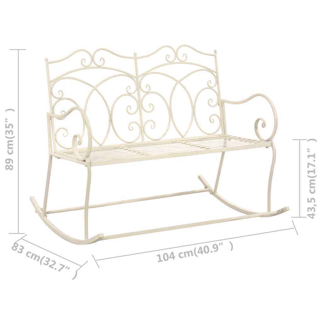 vidaXL Garden Bench 104 cm Iron Antique White