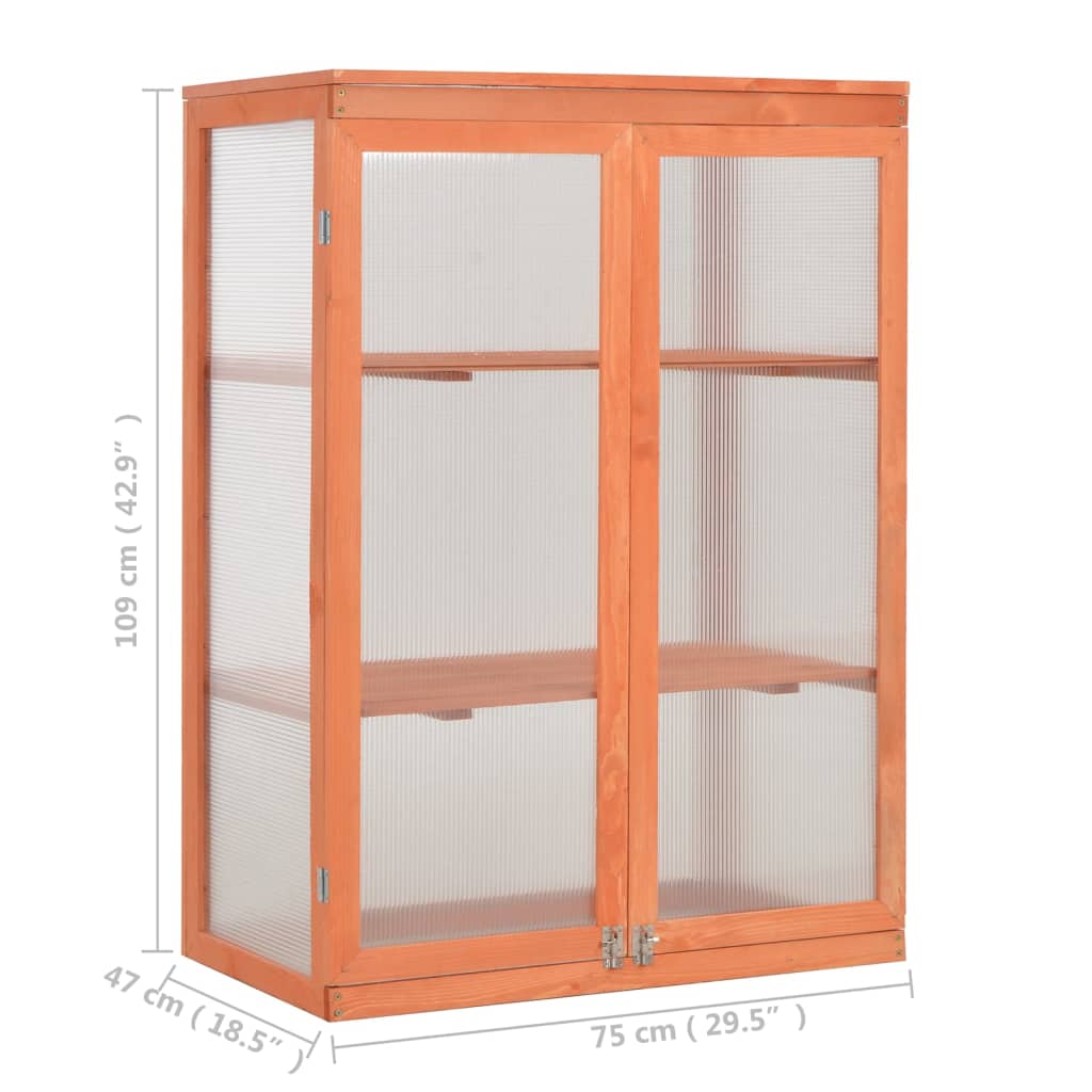 vidaXL Greenhouse Wood 75x47x109 cm - Brown