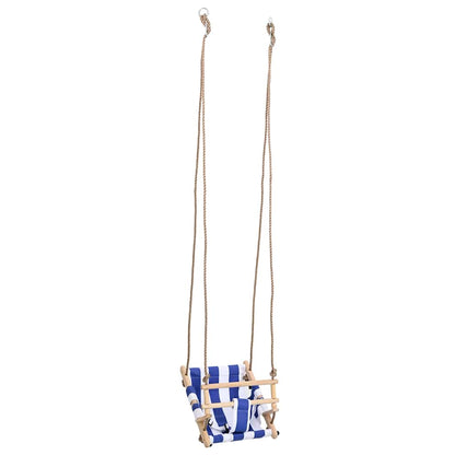 vidaXL Baby Swing with Safety Belt Cotton Wood Blue - 35 x 30 x 57 cm
