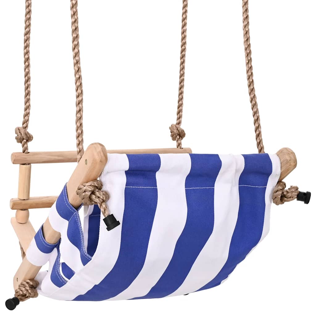 vidaXL Baby Swing with Safety Belt Cotton Wood Blue - 35 x 30 x 57 cm