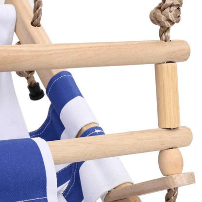 vidaXL Baby Swing with Safety Belt Cotton Wood Blue - 35 x 30 x 57 cm