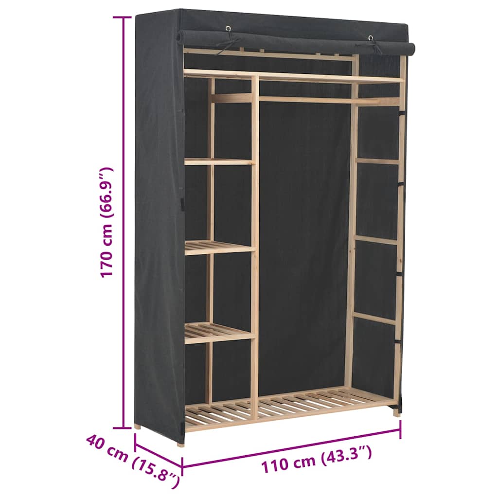 248189 vidaXL Wardrobe Grey 110x40x170 cm Fabric