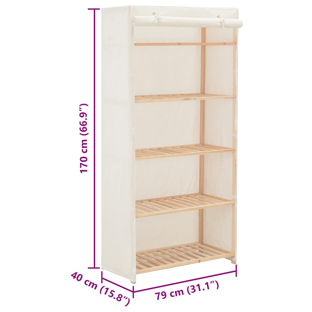 248190 vidaXL Wardrobe White 79x40x170 cm Fabric