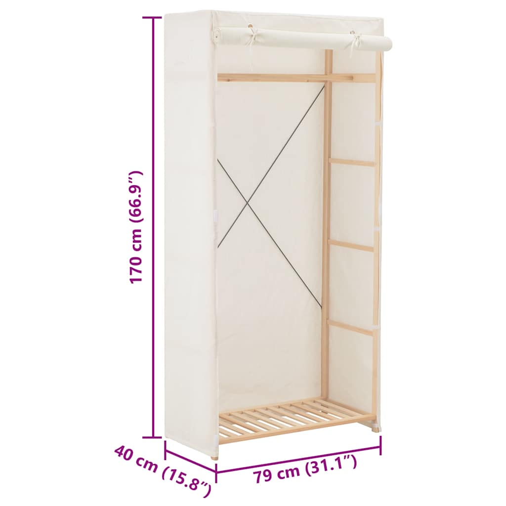 248192 vidaXL Wardrobe White 79x40x170 cm Fabric