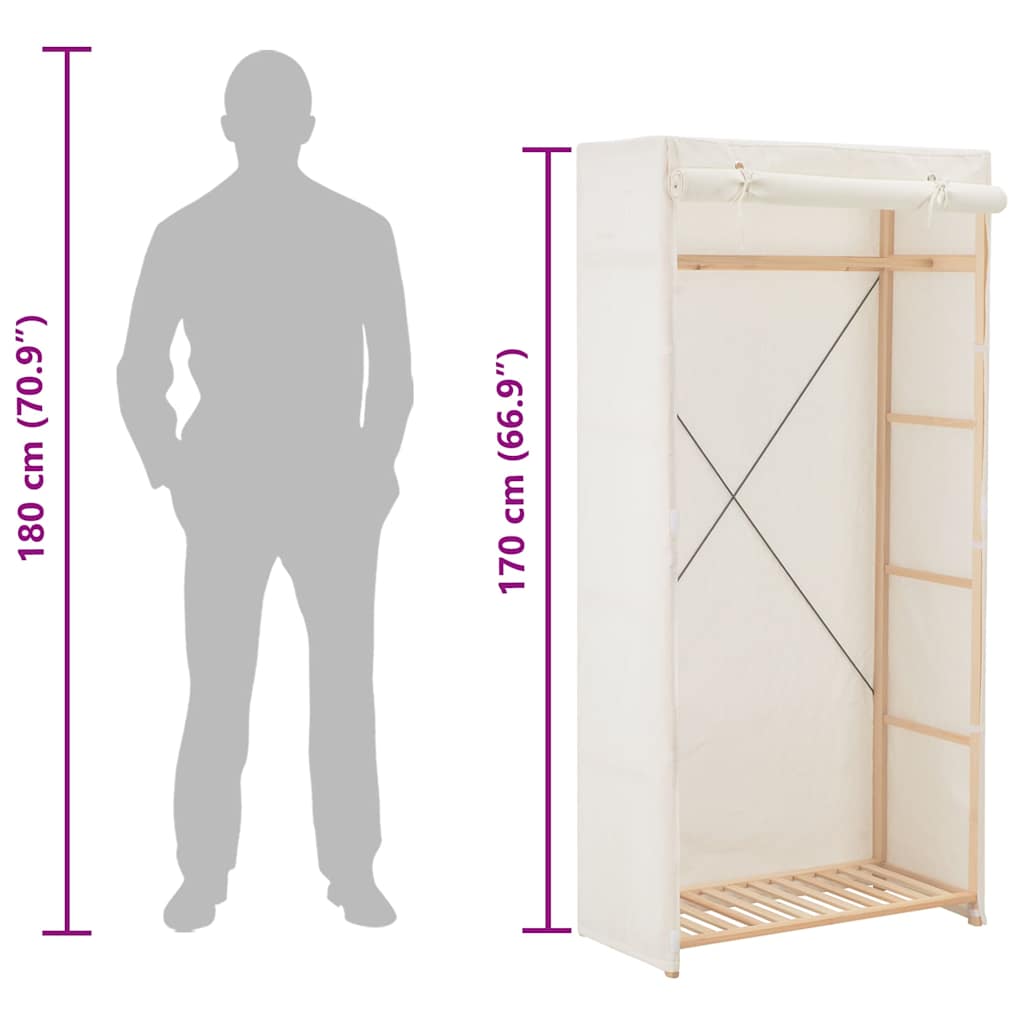 248192 vidaXL Wardrobe White 79x40x170 cm Fabric