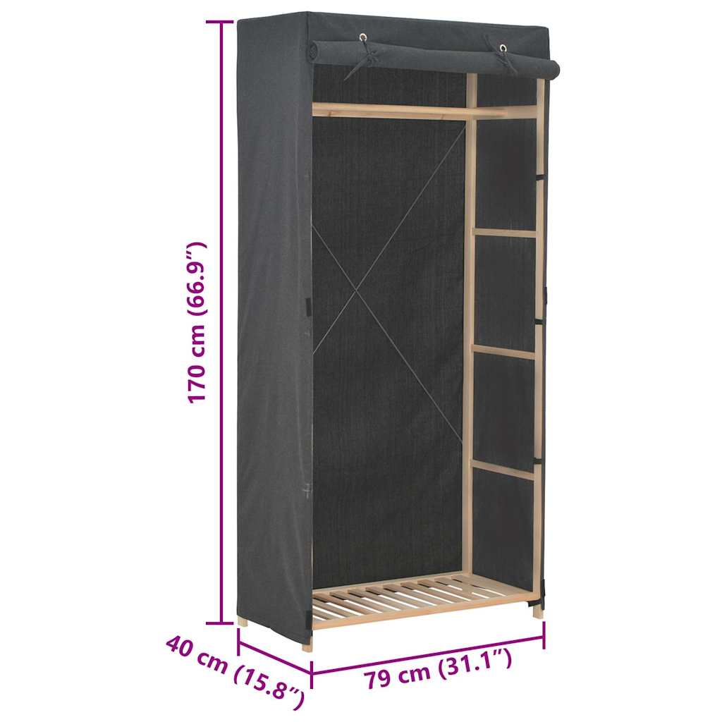 248193 vidaXL Wardrobe Grey 79x40x170 cm Fabric