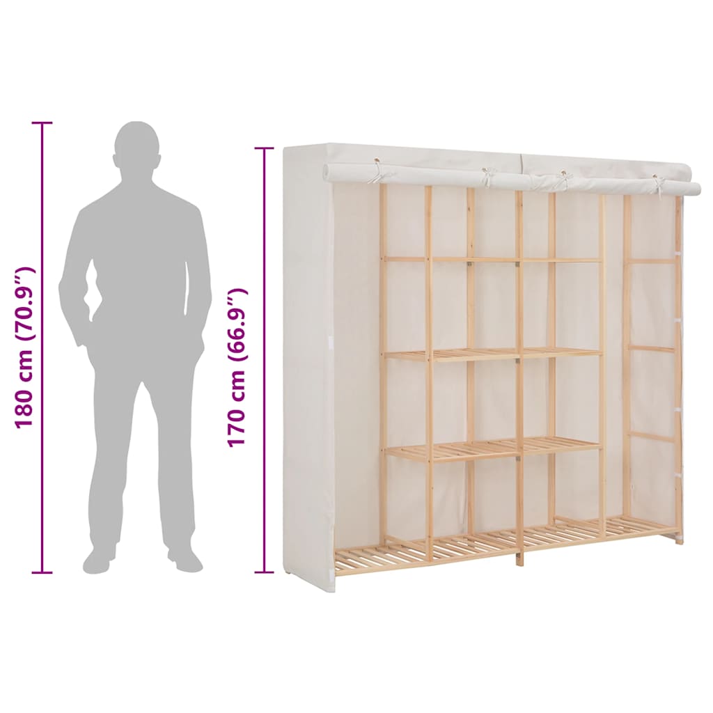 248198 vidaXL Wardrobe White 173x40x170 cm Fabric