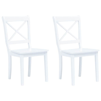 vidaXL Dining Chairs 2 pcs White Solid Rubber Wood - 45.5 x 52 x 90 cm