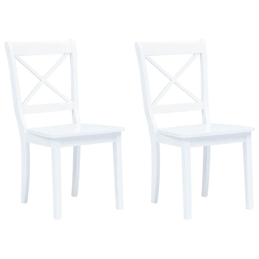 vidaXL Dining Chairs 2 pcs White Solid Rubber Wood - 45.5 x 52 x 90 cm