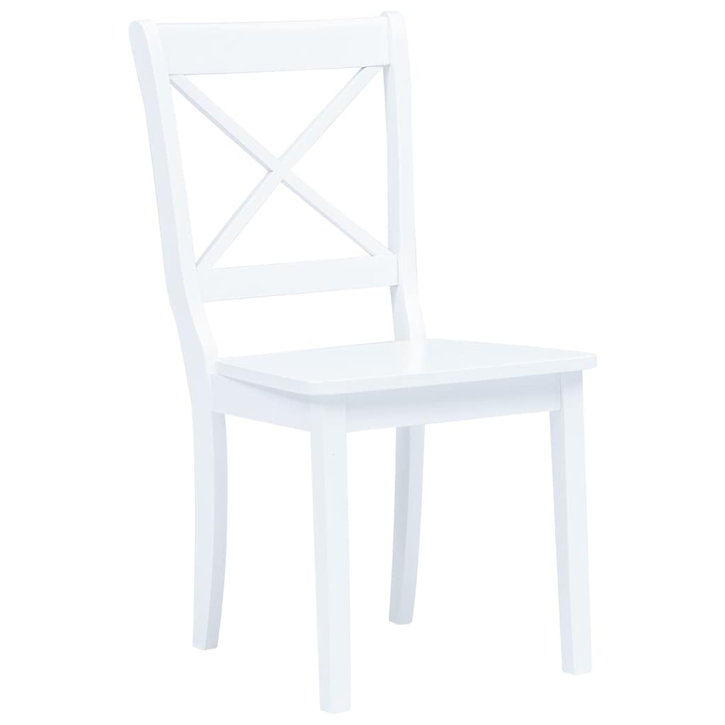 vidaXL Dining Chairs 2 pcs White Solid Rubber Wood - 45.5 x 52 x 90 cm