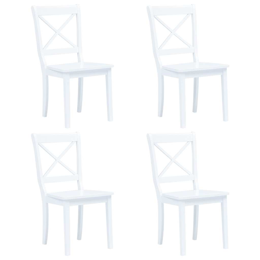 vidaXL Dining Chairs 4 pcs White Solid Rubber Wood - 45.5 x 52 x 90 cm