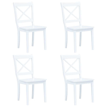 vidaXL Dining Chairs 4 pcs White Solid Rubber Wood - 45.5 x 52 x 90 cm