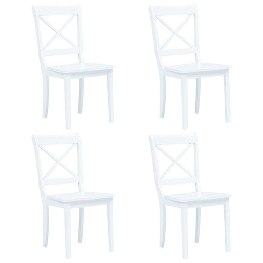 vidaXL Dining Chairs 4 pcs White Solid Rubber Wood - 45.5 x 52 x 90 cm