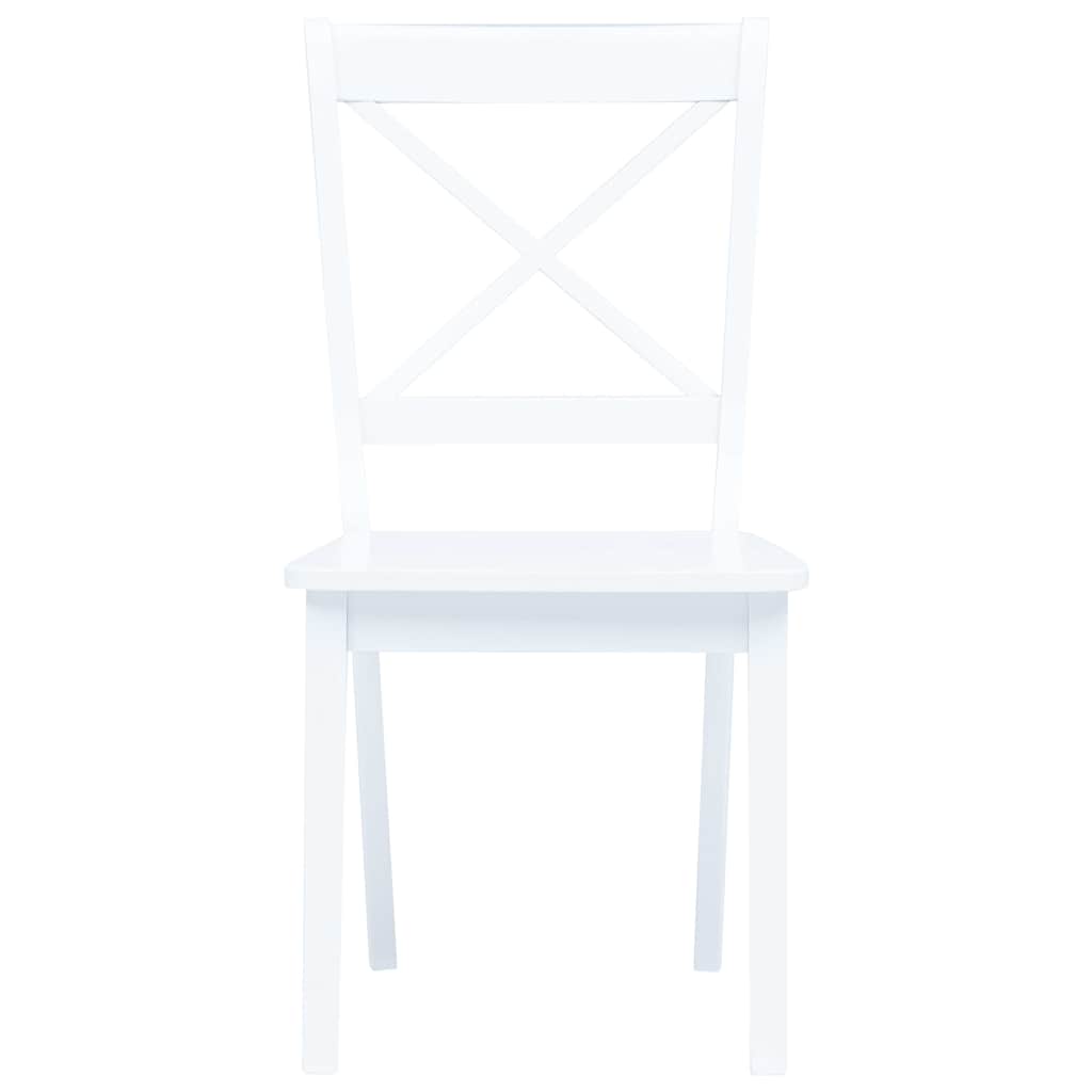 vidaXL Dining Chairs 4 pcs White Solid Rubber Wood - 45.5 x 52 x 90 cm