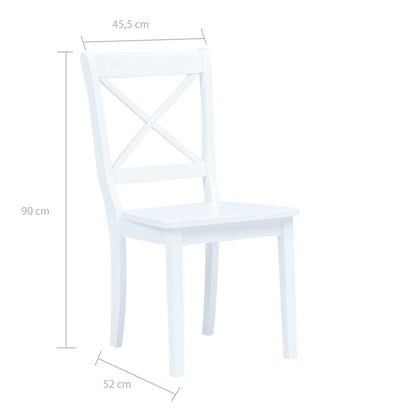 vidaXL Dining Chairs 4 pcs White Solid Rubber Wood - 45.5 x 52 x 90 cm