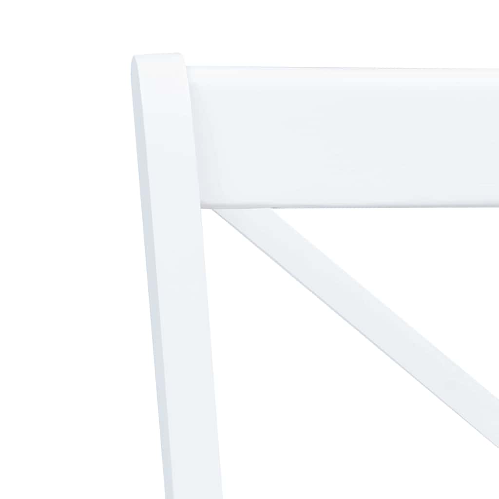 vidaXL Dining Chairs 4 pcs White and Natural Solid Rubber Wood - 45.5 x 52 x 90 cm