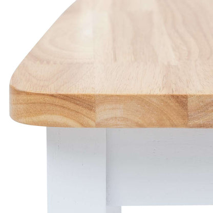 vidaXL Dining Chairs 4 pcs White and Natural Solid Rubber Wood - 45.5 x 52 x 90 cm