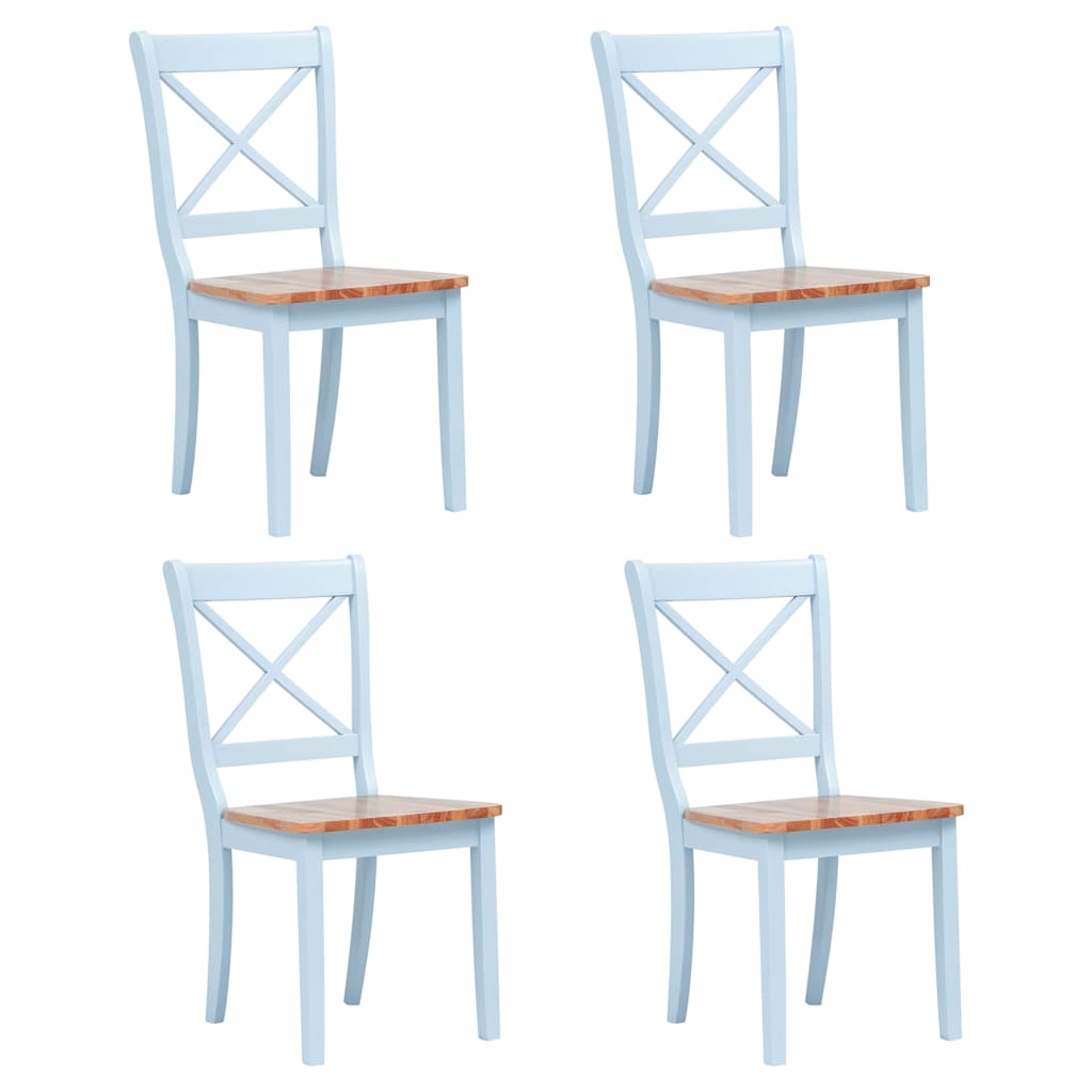 vidaXL Dining Chairs 4 pcs Grey and Natural Solid Rubber Wood - 45.5 x 52 x 90 cm