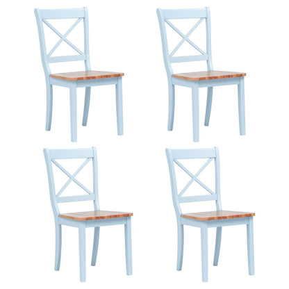 vidaXL Dining Chairs 4 pcs Grey and Natural Solid Rubber Wood - 45.5 x 52 x 90 cm