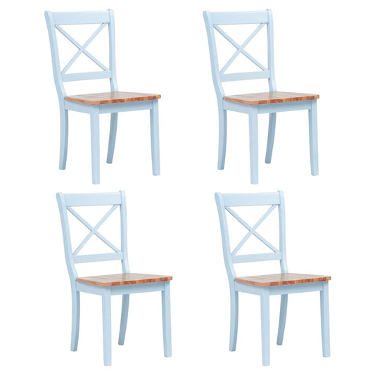 vidaXL Dining Chairs 4 pcs Grey and Natural Solid Rubber Wood - 45.5 x 52 x 90 cm