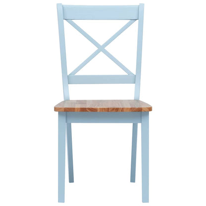 vidaXL Dining Chairs 4 pcs Grey and Natural Solid Rubber Wood - 45.5 x 52 x 90 cm