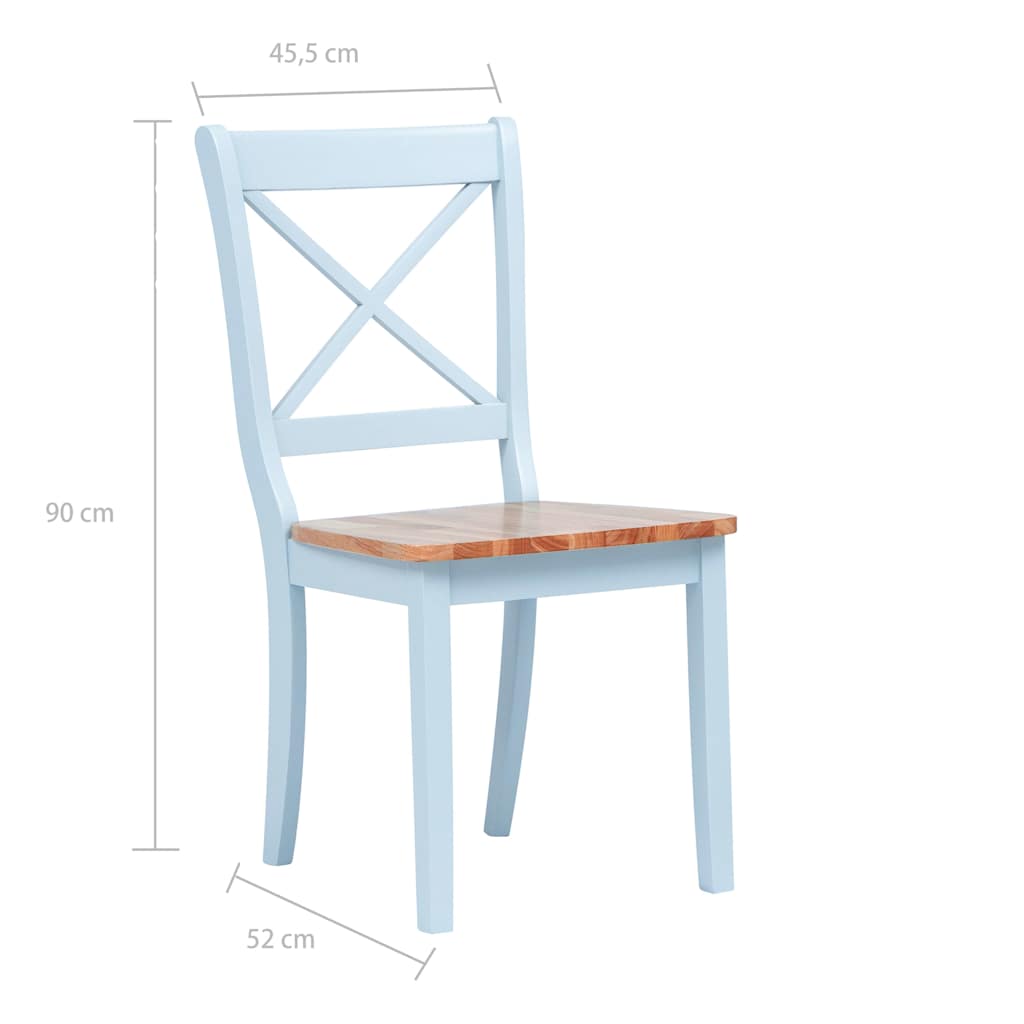 vidaXL Dining Chairs 4 pcs Grey and Natural Solid Rubber Wood - 45.5 x 52 x 90 cm