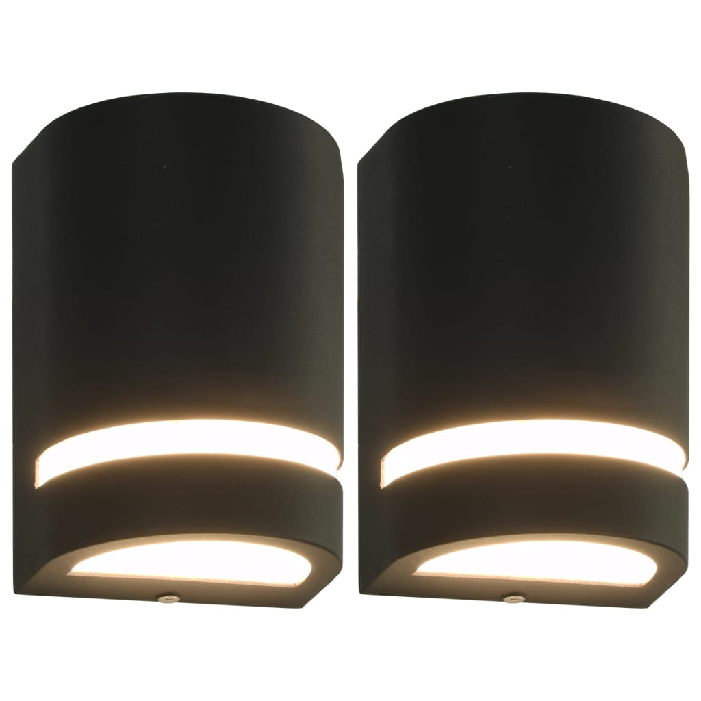 vidaXL Outdoor Wall Lights 2 pcs 35 W Black Half-round - 75 x 95 x 150 mm