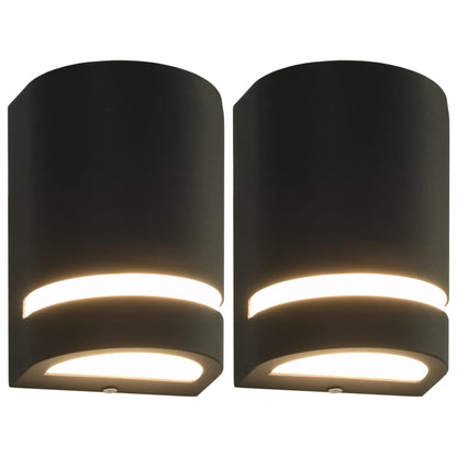 vidaXL Outdoor Wall Lights 2 pcs 35 W Black Half-round - 75 x 95 x 150 mm