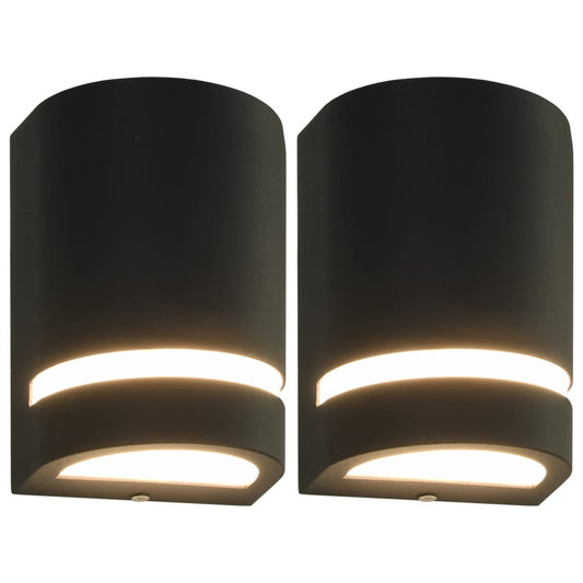 vidaXL Outdoor Wall Lights 2 pcs 35 W Black Half-round - 75 x 95 x 150 mm