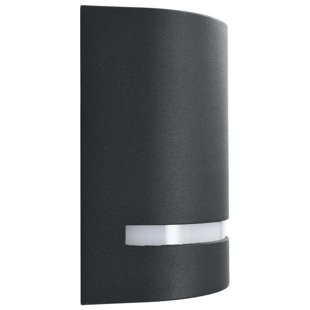 vidaXL Outdoor Wall Lights 2 pcs 35 W Black Half-round - 75 x 95 x 150 mm