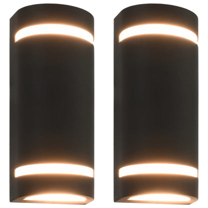 vidaXL Outdoor Wall Lights 2 pcs 35 W Black Half-round - 75 x 95 x 238 mm