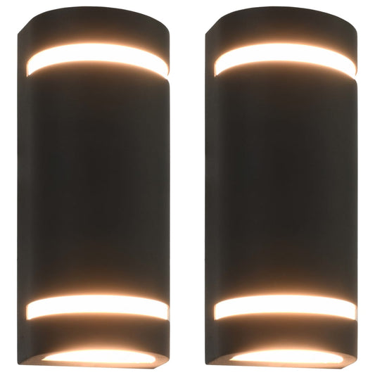 vidaXL Outdoor Wall Lights 2 pcs 35 W Black Half-round - 75 x 95 x 238 mm