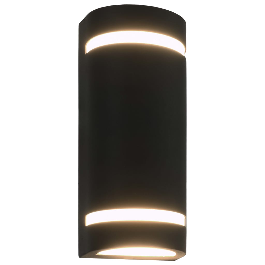 vidaXL Outdoor Wall Lights 2 pcs 35 W Black Half-round - 75 x 95 x 238 mm