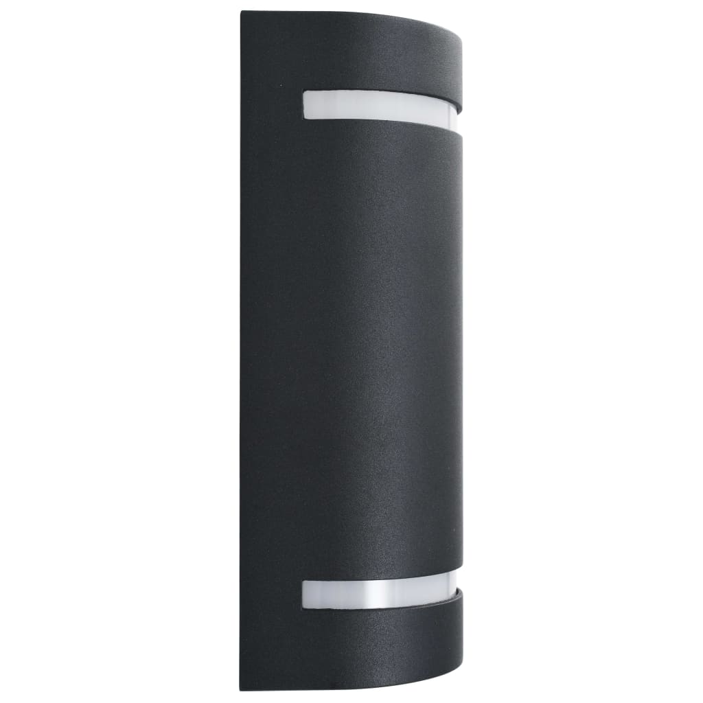 vidaXL Outdoor Wall Lights 2 pcs 35 W Black Half-round - 75 x 95 x 238 mm