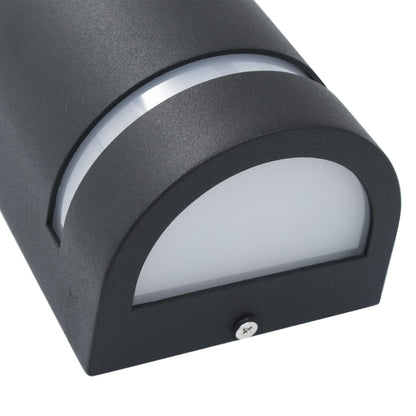 vidaXL Outdoor Wall Lights 2 pcs 35 W Black Half-round - 75 x 95 x 238 mm