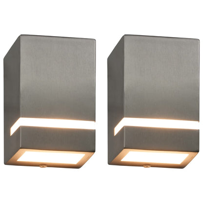 vidaXL Outdoor Wall Lights 2 pcs 35 W Silver Rectangular - 9.5 x 7.5 x 15 cm