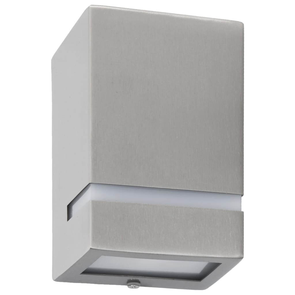 vidaXL Outdoor Wall Lights 2 pcs 35 W Silver Rectangular - 9.5 x 7.5 x 15 cm