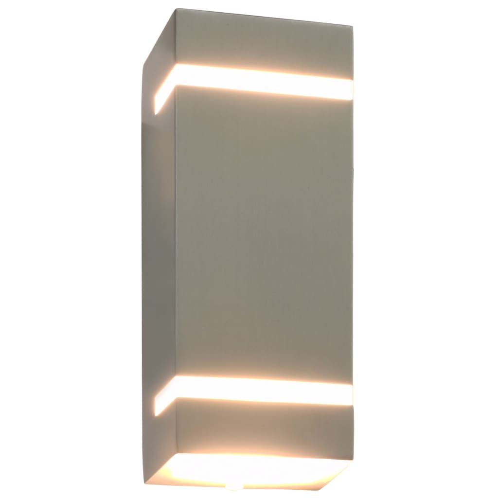 vidaXL Outdoor Wall Lights 2 pcs 35 W Silver Rectangular - 9.5 x 7.5 x 24 cm