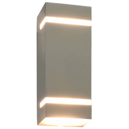 vidaXL Outdoor Wall Lights 2 pcs 35 W Silver Rectangular - 9.5 x 7.5 x 24 cm