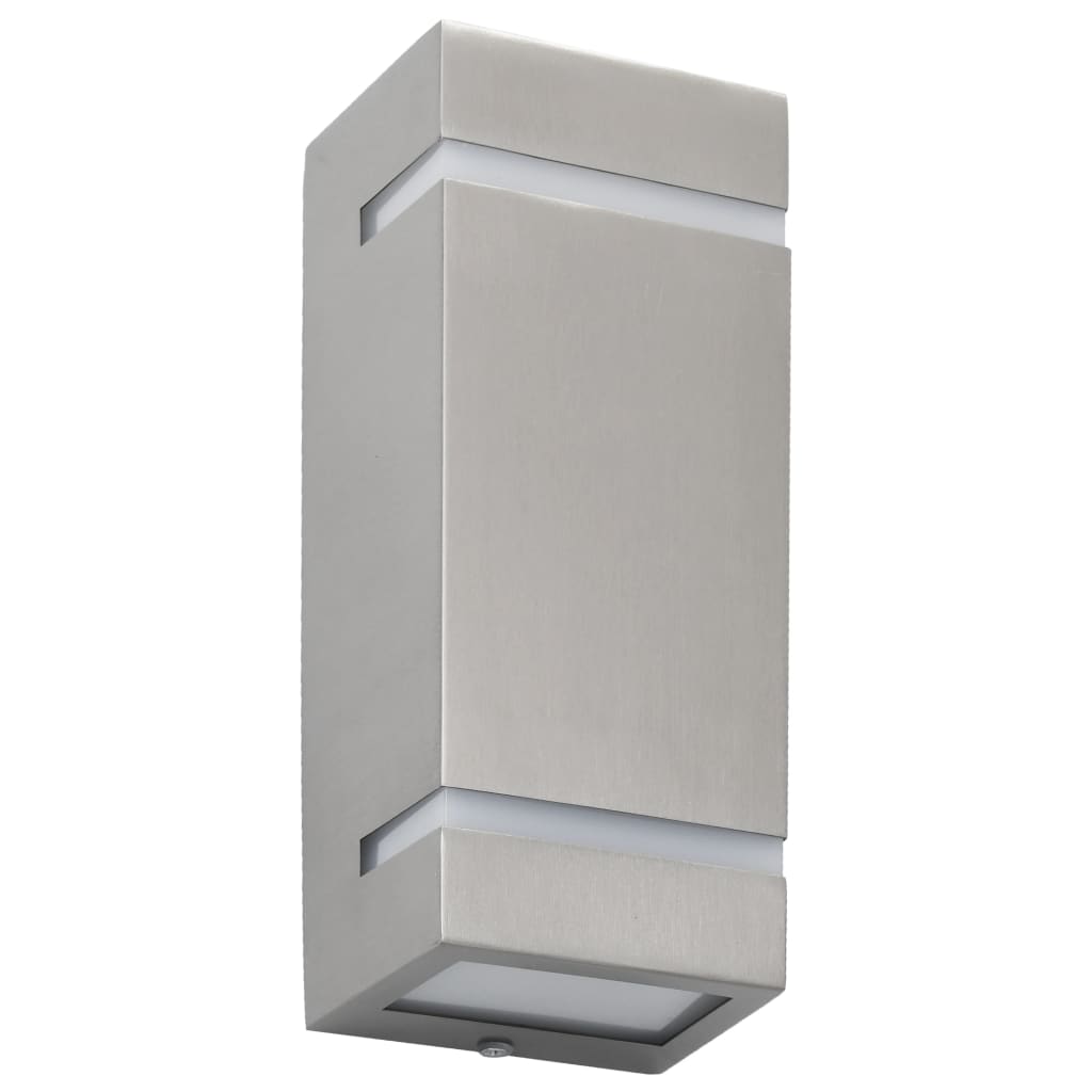 vidaXL Outdoor Wall Lights 2 pcs 35 W Silver Rectangular - 9.5 x 7.5 x 24 cm
