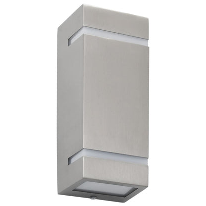 vidaXL Outdoor Wall Lights 2 pcs 35 W Silver Rectangular - 9.5 x 7.5 x 24 cm