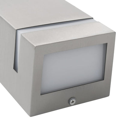 vidaXL Outdoor Wall Lights 2 pcs 35 W Silver Rectangular - 9.5 x 7.5 x 24 cm