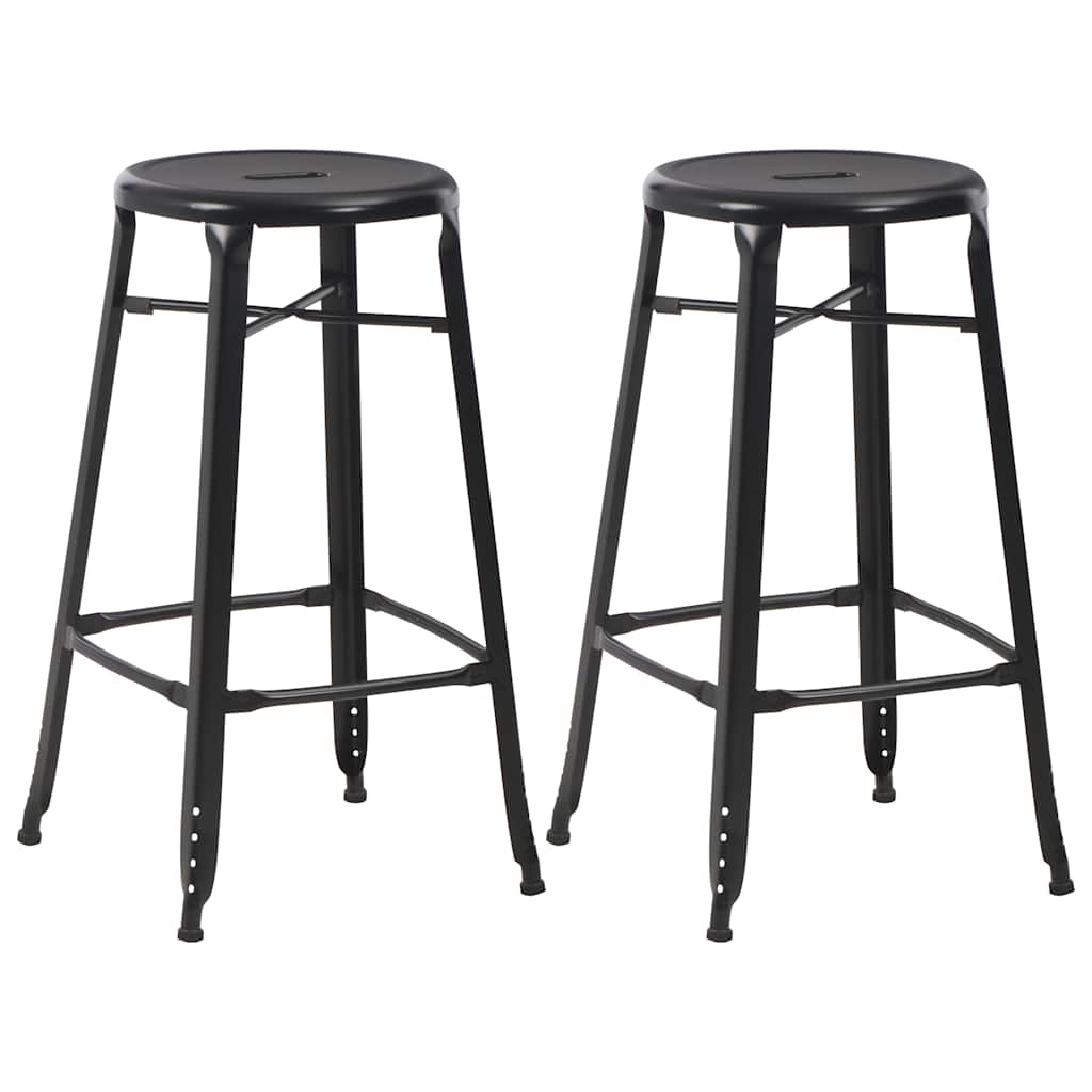 vidaXL Bar Stools 2 pcs Black Steel - 42 x 42 x 71 cm