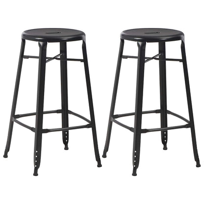 vidaXL Bar Stools 2 pcs Black Steel - 42 x 42 x 71 cm